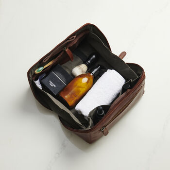 Personalised Leather Lay Flat Wash Bag, 6 of 7