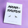 Mamasaurus Sterling Silver Dinosaur Earrings, thumbnail 1 of 3