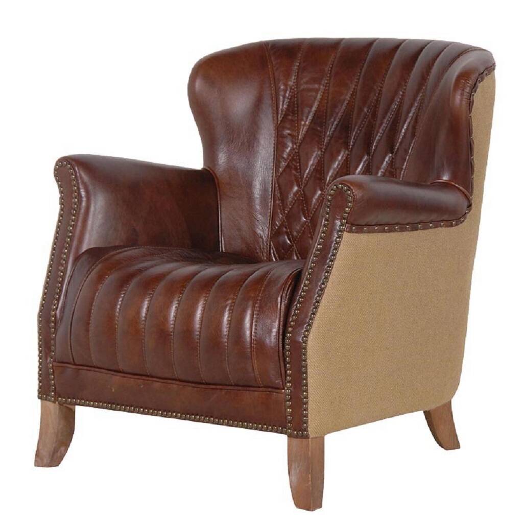 Diamond Back Brown Leather Armchair, 1 of 2