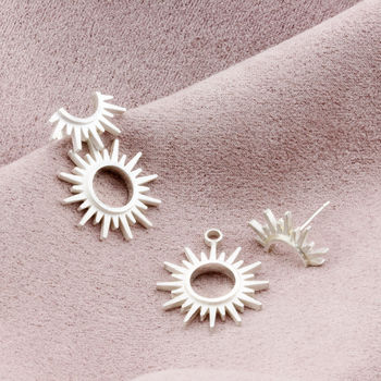 Sterling Silver Sun Earrings With Jacket, 2 of 4