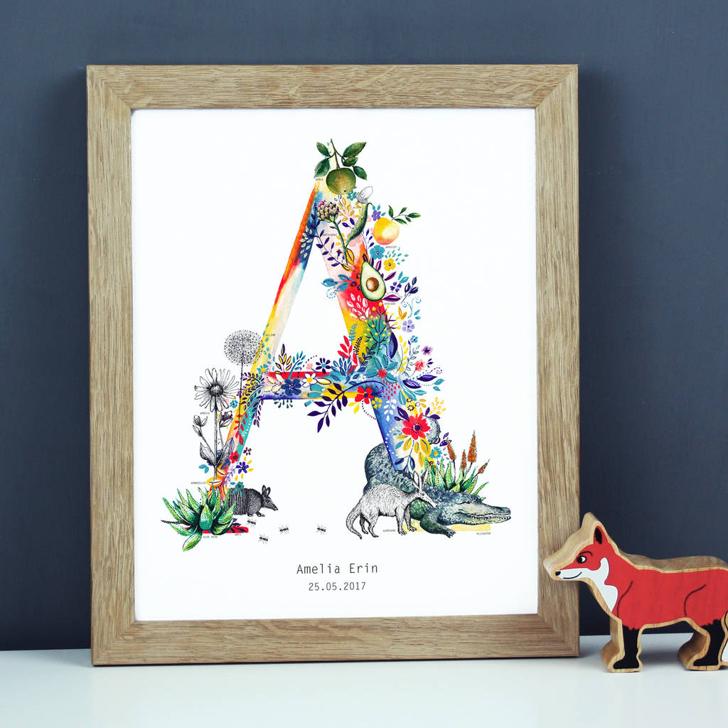 personalised a to i wildlife alphabet letter print by charlotte duffy ...