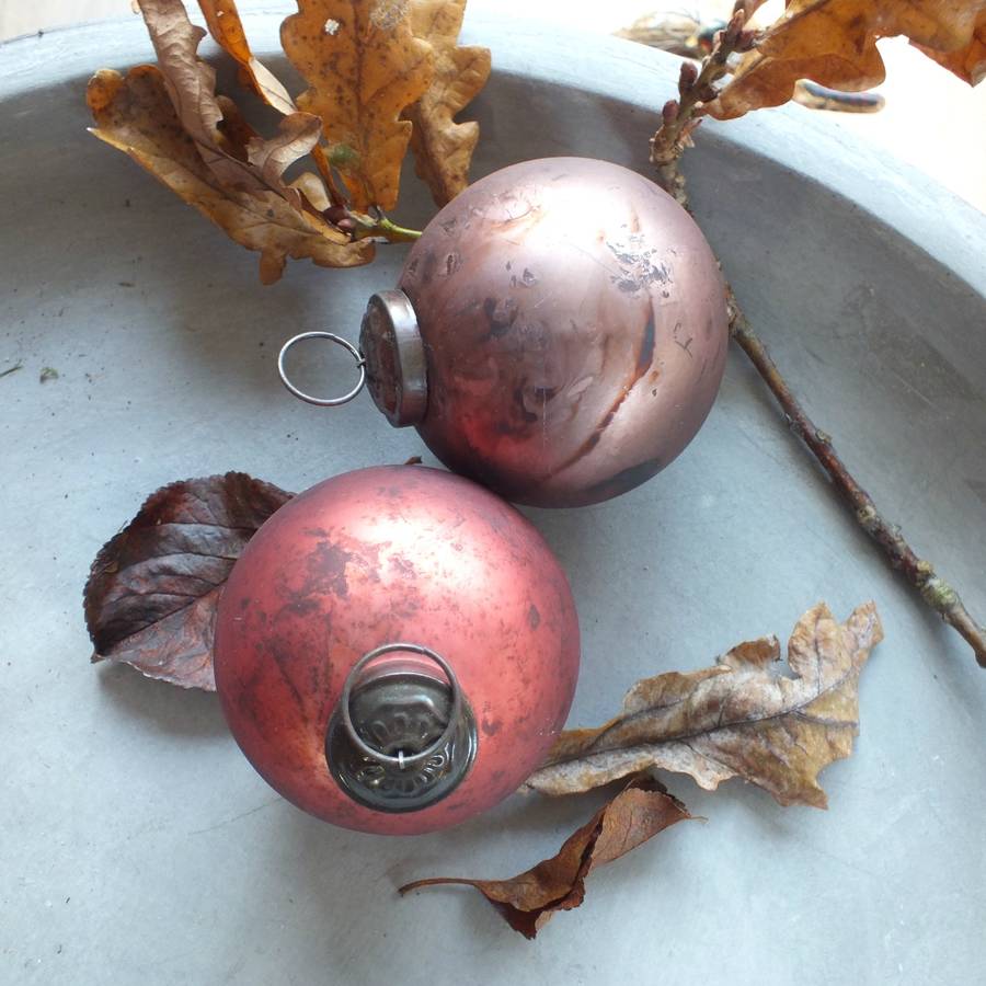 Two Metallic Marbled Copper Baubles By Magpie Living