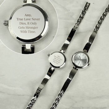 Personalised Silver Ladies Watch With Silver Clasp, 4 of 8