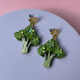 Embellished Broccoli Statement Dangle Earrings, thumbnail 3 of 4