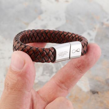 Silver Clasp Custom Brown Leather Bracelet, 6 of 12