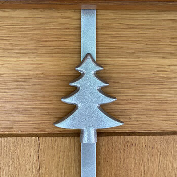 Silver Christmas Tree Wreath Door Hanger, 3 of 7