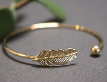 Feather Open Cuff Bangle For Women, 7 of 9