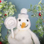 Freestanding Snowman With Lollipop Christmas Decoration, thumbnail 4 of 5