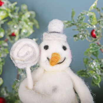 Freestanding Snowman With Lollipop Christmas Decoration, 4 of 5