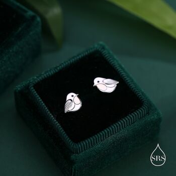 Sterling Silver Baby Robin Bird With Rose Gold Breast Stud Earrings, 4 of 12