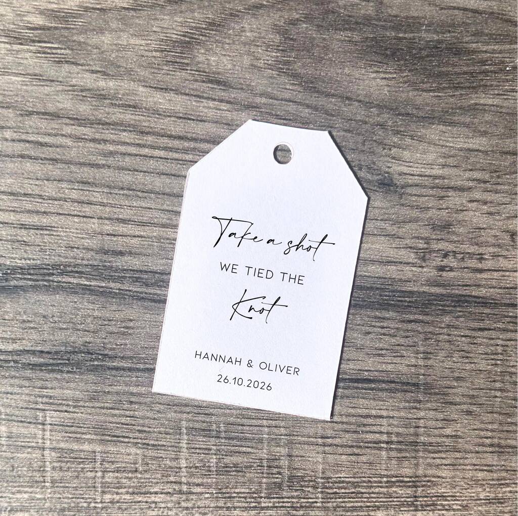 10 Personalised Shot Bottle Wedding Favours Tag