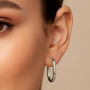 Women's White Gold Oval Hoop Earrings, thumbnail 5 of 6