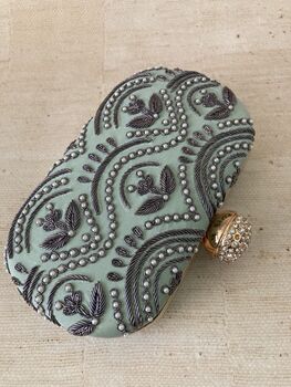 Mint Green Handcrafted Oval Clutch Bag, 3 of 5