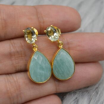 Amazonite Green Amethyst Earrings, 4 of 6