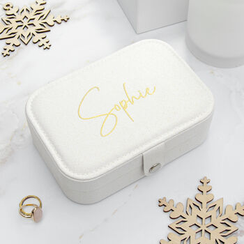 Personalised White Glitter Jewellery Case, 4 of 7