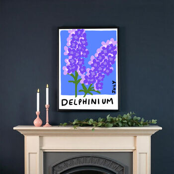 July Delphinium Birth Flower Print, 3 of 5