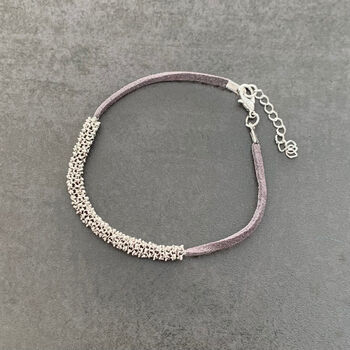 Grey Leather Trim Necklace And Bracelet Set, 5 of 10
