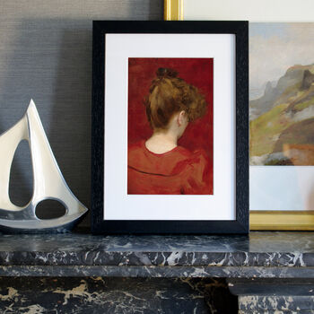 Victorian Painting Print Of A Woman In A Red Dress, 12 of 12