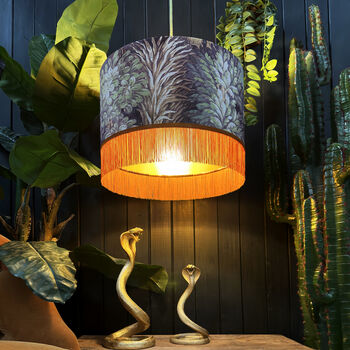 Cinnamon Enchanted Wood Lampshade With Fringing, 4 of 10