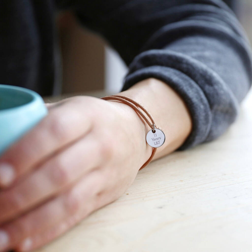 Personalised Leather And Stainless Steel Charm Bracelet By Lisa Angel