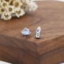 Mismatched Rocket And Planet Stud Earrings In Sterling Silver, thumbnail 1 of 11