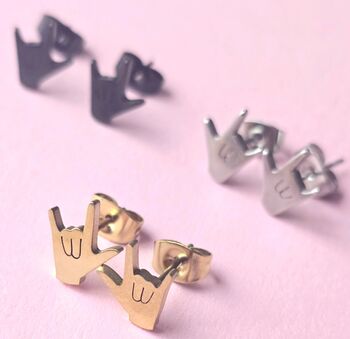 Rock On Hands Stud Earrings, 6 of 6