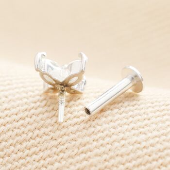 Sterling Silver Crystal Butterfly Piercing Earring, 5 of 7