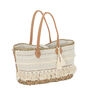 Natural Jute And Lace Beach Bag With Tassels, thumbnail 3 of 5