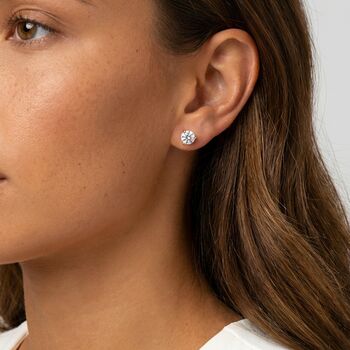 18k Gold Cz Stud Earrings, Women's Jewellery Gift, 2 of 3