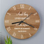 Personalised Free Text Wood Effect Round Wall Clock, thumbnail 1 of 6