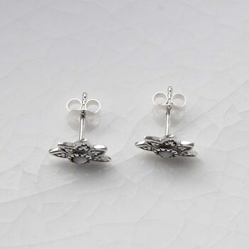 Sterling Silver Mother Of Pearl Lotus Studs, 2 of 3