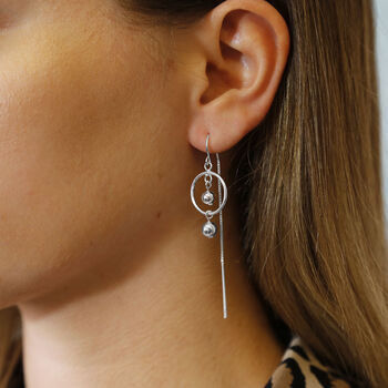 Sterling Silver Ring And Twin Ball Threader Earrings, 3 of 8