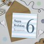 Candy Stripe 6th Birthday Card, thumbnail 5 of 7