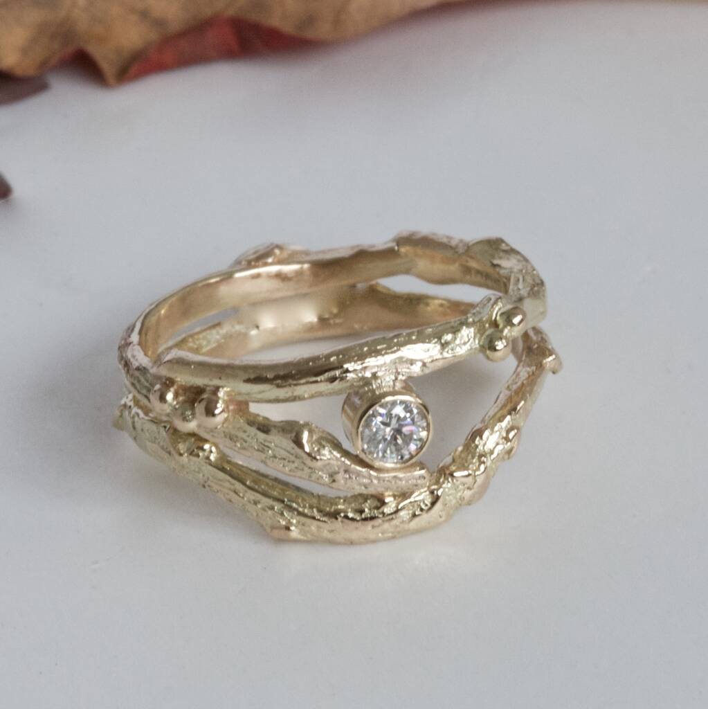 Diamond Organic Twig Engagement And Wedding Ring By Caroline Brook ...