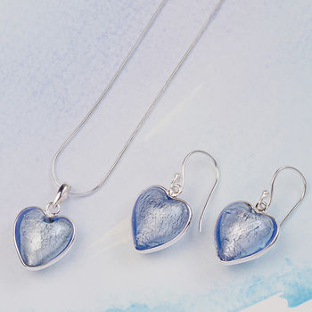 Heart Necklace And Earring Set In Murano Glass, 8 of 12