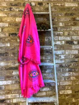 Long Organic Cotton Robe: Pink Eye, 5 of 6