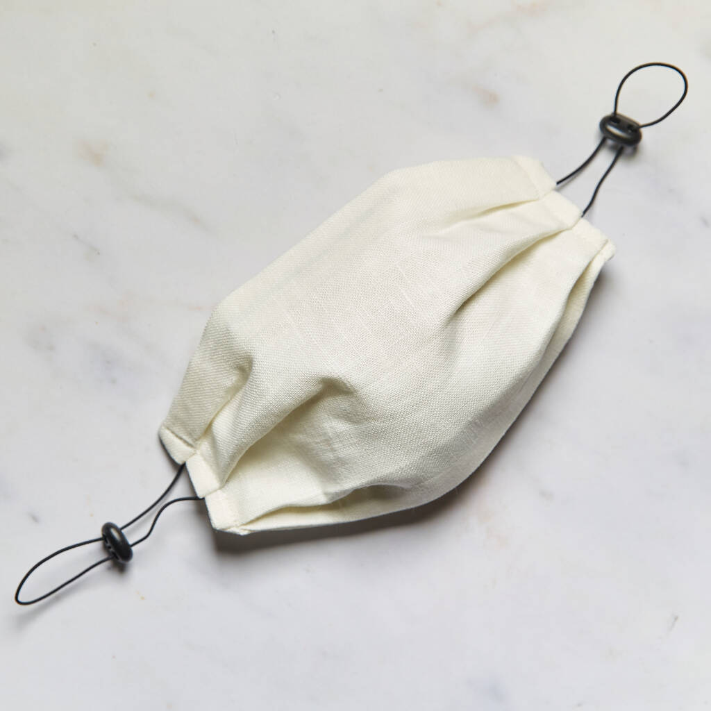 White Washable 100 Linen Face Mask By Daisy Roots