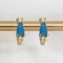 Yellow Gold Plated Turquoise Huggie Hoop Earrings, thumbnail 1 of 8