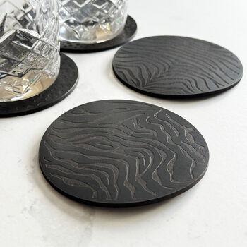 Black Animal Print Leather Coasters, 2 of 5