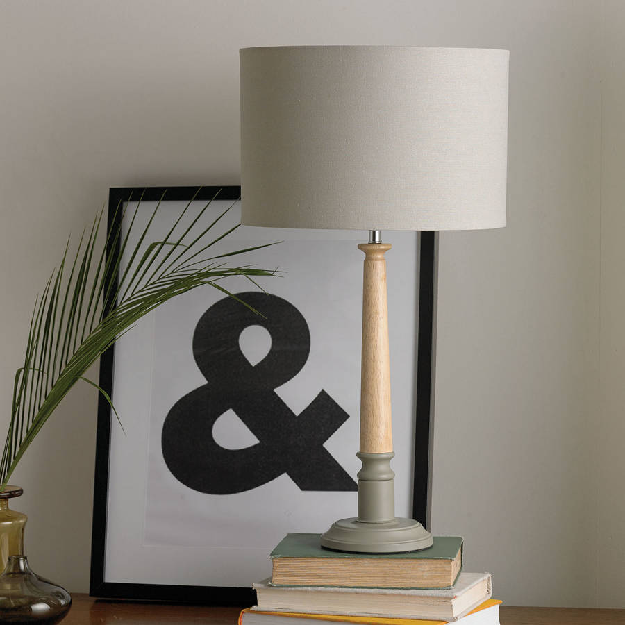 two tone wooden table lamp grey by primrose & plum