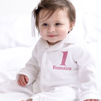 'When I Wake' Personalised Embroidered Front And Back Button Through Pyjamas, 2 of 12