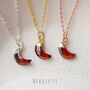 Garnet Crystal Moon Necklace, January Birthstone Jewellery, thumbnail 5 of 12