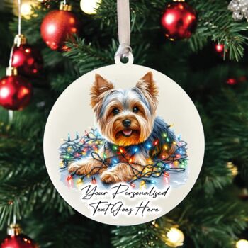 Personalised Yorkshire Terrier In Christmas Lights, 7 of 10