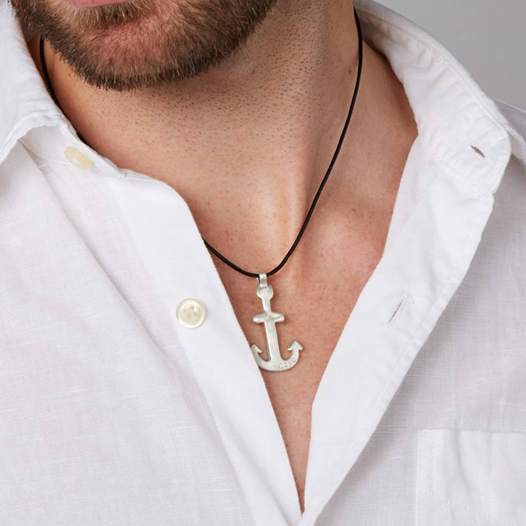 Personalised Leather Anchor Pendant 