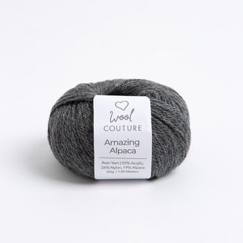 Alpaca Hat Easy Knitting Kit Granite Grey, 3 of 3