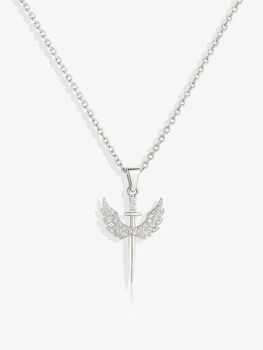 Women’s Sparkling Sword With Wings Pendant Necklace, Jewellery Gift For Her, 2 of 5