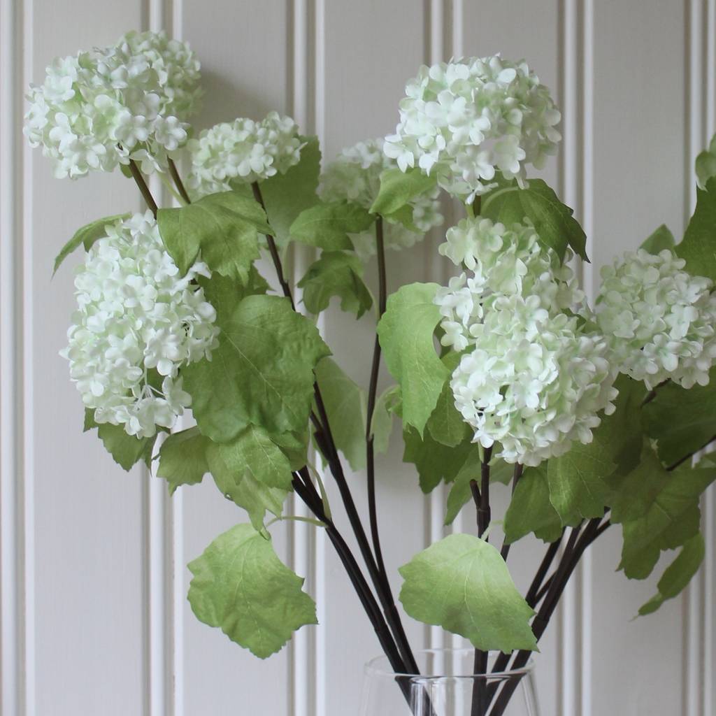 Artificial Snowball Flower Stem By Lime Tree London
