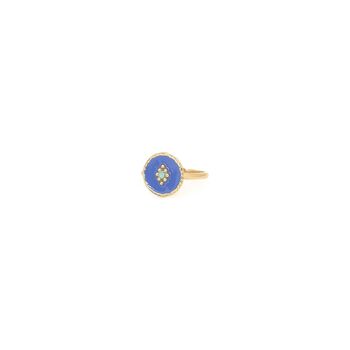 Small Disc Adjustable Ring In Blue And Gold Plated, 3 of 3
