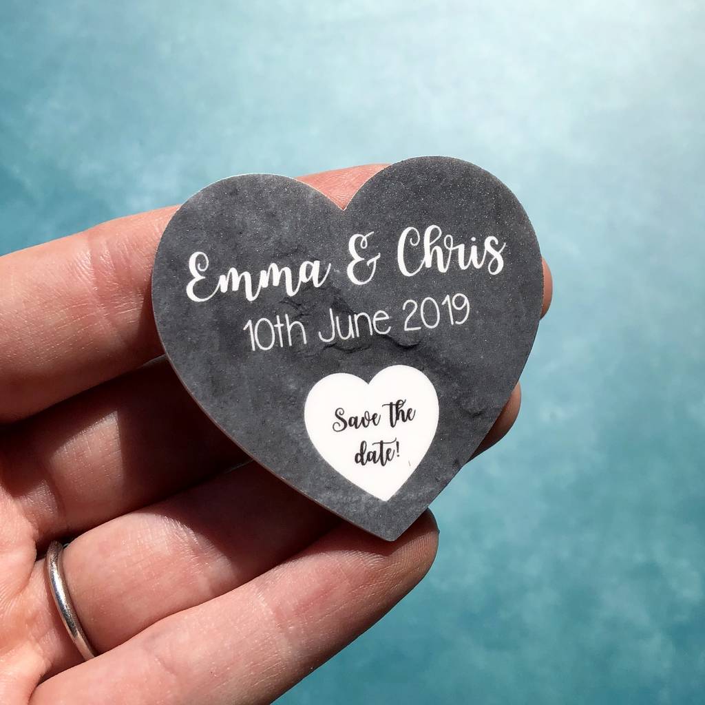 Watercolour Heart Save The Date Wedding Fridge Magnets Paper 
