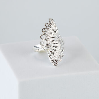 Sterling Silver Fan Design Adjustable Ring, 2 of 6